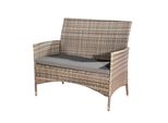 Panca Da Giardino In Polyrattan 2 Posti Grigio Resistente Alle Intemperie Incl. Cuscini Balcone Giardino