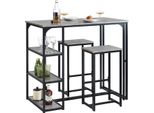 Sobuy Set Di Tavolo E 2 Sgabelli Da Bar, Sgabelli Da Bar + Sedie Da Bar, Tavolo Da Bistrot, Set Da Bar, Set Da Bar, Seggiolone Per Balcone, Cucina E Sala Da Pranzo, Grigio