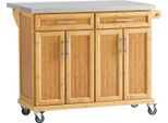 Sobuy Isola Da Cucina Carrello Da Cucina Mobile Da Cucina Carrello Di Servizio Con Piano Di Lavoro Allungabile In Acciaio Inox Bambù