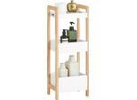 Sobuy Mensola Da Bagno In Legno Bianco/Gomma Mensola Da Cucina Con 3 Scomparti Wht Circa: 28X74X20Cm