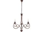Alma - Lampadario In Ferro Laccato Nero Con Decoraz. Rame Antico 3 Luci 120 - Ø50 - BL130-3-NR
