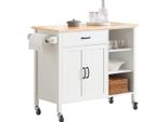 Sobuy Carrello Rotante Carrello Da Cucina Armadio Di Stoccaggio Su Ruote Carrello Di Servizio A Buffet Multifunzionale Con 2 Porte, 1 Cassetto E 2 Ripiani