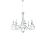 Alma - Lampadario In Ferro Laccato Bianco Con Decoraz. Effetto Shabby Chic 8 Luci 128 - Ø67 - BL130-8-BCO