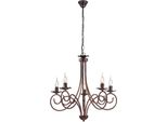 Alma - Lampadario In Ferro Laccato Nero Con Decoraz. Rame Antico 5 Luci 120 - Ø57 - BL130-5-NR