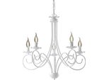 Alma - Lampadario In Ferro Laccato Bianco Con Decoraz. Effetto Shabby Chic 5 Luci 120 - Ø57 - BL130-5-BCO