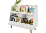 Sobuy Libreria A Scaffale Per Bambini Scaffale Per Bambini Con 5 Scomparti Gambe In Legno Massiccio - Bianco