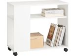 Sobuy Tavolino Con Rotelle Tavolo Per Stampante Portariviste Tavolino Da Caffè Comodino Con Rotelle - Bianco