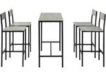Sobuy Set Tavolo Bar 5 Pezzi Tavolo Bar Con 4 Sgabelli - Set Da Giardino Tavolo Da Pranzo Bistrot Con 4 Sedie - Effetto Cemento