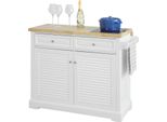 Sobuy Carrello Da Cucina Piano Di Lavoro Estensibile Spazio Di Archiviazione Carrello Da Cucina Armadio Da Cucina Con Piano In Marmo Cassettiera Su Ruote - Bianco