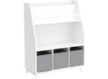 Scaffale Per Libri Per Bambini Sobuy, Scaffale Per Bambini Con Scomparti E 3 Ripiani, Scaffale Per Giocattoli, Scaffale Per Giocattoli Per Bambini, Bianco