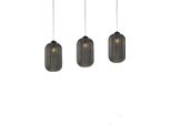 Krizia Sospensione In Ferro Laccato Nero Con Cavo Regolabile E Diffusore In Vetro Soffiato Grigio Specchiato Con Dec. Rigatura In Rilievo 1 Luce
