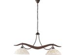 Bilbao - Lampadario In Ferro Laccato Nero Con Decoraz. Effetto Ruggine E Diffusori In Vetro D. 30 Bianchi E Ambra 2 Luci L. 89 X 30