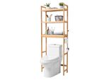 Vevor, Organizzatore Per Il Bagno Regolabile A 3 Livelli Sopra La Toilette, Scaffale In Bambù Con 3 Ganci, Indipendente, Facile Da Lavare E Salvaspazio