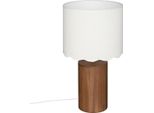 Lampada Da Tavolo Con Paralume Bianco Vania, Base In Legno, Ø 28 Cm