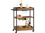 Sobuy Carrello Da Cucina - Carrello Portaoggetti - Carrello A 3 Ripiani Per Cucina, Sala Da Pranzo, Soggiorno - Carrello Portavivande Con Vassoio Estraibile