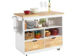 Sobuy Carrello Rotante Carrello Da Cucina Armadio Di Stoccaggio Su Ruote Carrello Di Servizio A Buffet Multifunzionale Con Portaspezie E Due Cassetti