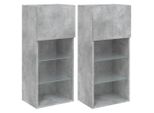 Vidaxl Mobili Tv Con Luci Led 2 Pz. Grigio Cemento 40,5X30X90 Cm