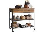 Sobuy Carrello Da Cucina Su Ruote - Carrello Multifunzionale - Carrello Per Servire - Mobile Da Cucina Con 2 Cassetti E 2 Ripiani - Stile Industriale