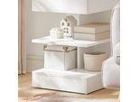 Sobuy Tavolino Comodino Tavolino Versatile Cassettiera Con 1 Cassetto E 3 Ripiani, Bianco, Wht Circa: 39X65X39Cm