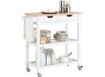 Sobuy Carrello Portavivande In Legno Cassettiera Carrello Portavivande Con 2 Cassetti E 2 Ripiani - Bianco
