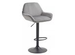 In And Outdoormatch Sgabello Da Bar In Velluto Monique - Grigio Chiaro - Regolabile In Altezza - Set Di 1 - Altezza Seduta 63-83 Cm - Con Schienale - Per Cucina E Bar - Sgabelli Da Bar Ergonomici