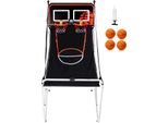 Succebuy Gioco Arcade Di Basket Pieghevole, Sport Indoor Per 2 Giocatori, 4 Palloni, 8 Modalità, Tabellone Elettronico Lcd, Pompa Di Gonfiaggio, Per Bambini E Adulti (Bianco E Nero)