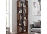 Libreria Angolare HWC-P53, Scaffale Angolare Scaffale Da Terra Scaffale Per Soggiorno, 5 Ripiani Mdf Melaminico 175X40X40Cm ~ Marrone