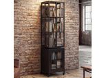 Libreria HWC-P13, Scaffale Fisso Scaffale Girevole, Rotelle Girevoli Porta, Metallo Industriale Melamina Mvg 162X40X42Cm ~ Nero