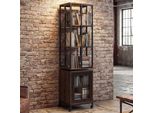 Libreria HWC-P13, Scaffale Fisso Scaffale Girevole, Rotelle Girevoli Porta, Metallo Industriale Melamina Mvg 162X40X42Cm ~ Marrone Scuro