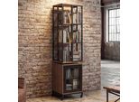 Libreria HWC-P13, Scaffale Fisso Scaffale Girevole, Rotelle Girevoli Porta, Metallo Industriale Melamina Mvg 162X40X42Cm ~ Marrone