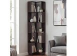 Libreria Angolare HWC-P53, Scaffale Angolare Scaffale Da Terra Scaffale Da Soggiorno, 5 Ripiani Mdf Melaminico 175X40X40 Cm ~ Effetto Noce