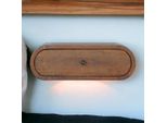 Comodino Sospeso In Legno Massello – Rotondo, Marrone Castagna, Montaggio A Parete, 1 Cassetto, Fatto A Mano, 45X32X15 Cm