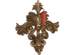 Casa Padrino Portacandele Da Parete Barocco Oro Antico L.29 X H.35,3 - Applique Da Parete