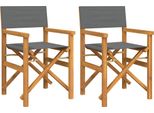 Vidaxl Sedie Da Regista 2 Pz. Pieghevoli In Legno Massiccio Grigio Teak