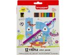 Matita Colorata Triangolare Bruynzeel Triple Colour In Confezione Da 12 Pz