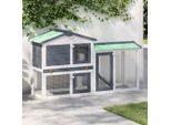Vidaxl Conigliera Grande Grigio E Bianco 145X45X84 Cm Legno