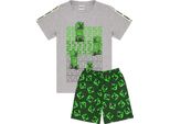 Minecraft - Pigiama Con Pantaloncini Per Bambini NS6506 (128) (Verde/Grigio)