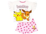 Pokemon - Pigiama "Besties"" Con Pantaloncini Per Bambina NS6504 (104) (Bianco/Rosa/Giallo)"