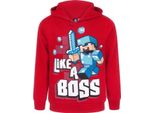 Minecraft - Felpa Con Cappuccio "Like A Boss"" Per Bambini NS6685 (116) (Rosso/Blu/Bianco)"