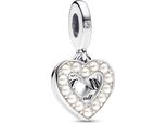 Pandora Madreperla Ciondolo Doppio Cuore Bianco 792649C01 Ciondolo