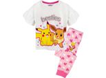 Pokemon - Pigiama "Besties"" Con Pantaloni Lunghi Per Bambine Con Fronzoli NS7194 (116) (Bianco/Rosa)"