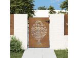 The Living Store Cancello Da Giardino 85X150 Cm In Acciaio Corten Design Ad Albero