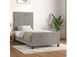 The Living Store Struttura Letto Con Testiera In Velluto Grigio Chiaro 100X200 Cm