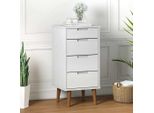 The Living Store Cassettiera Molde Bianca 40X35X82 Cm Legno Massello Di Pino