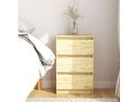 The Living Store Comodino 40X29,5X64 Cm In Legno Di Pino Massiccio