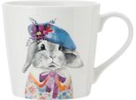 Tazza Mikasa Tipperleyhill In Porcellana Con Stampa Di Coniglio, Tazza Da 380 Ml In Porcellana Fine Con Dettagli In Oro Vero, Tazza Da Tè E Caffè Con Stampa Di Animali, In Confezione Regalo