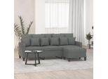 Divano A 3 Posti Con Poggiapiedi In Tessuto Grigio Scuro 180 Cm - Classic Sofas 3201090
