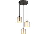 Lampada A Sospensione, Nero-Cromo, Vetro, 3 Luci, H 120 Cm