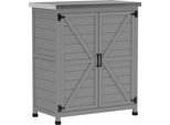 Fortuna Lai Armadio Da Giardino In Legno Resistente Alle Intemperie Con Piano Di Lavoro, Doppia Porta, Ripiano, Armadio Per Attrezzi, Armadio Multiuso Per Giardino, Terrazza 79 X 43 X 92 Cm Grigio