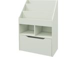 Fortuna Lai Libreria Per Bambini Libreria Per Bambini Con Cassetto, 3 Ripiani E 2 Scomparti Aperti, Scaffale Portaoggetti Per Cameretta, Sala Giochi, Verde Chiaro, 60 X 29,9 X 90 Cm